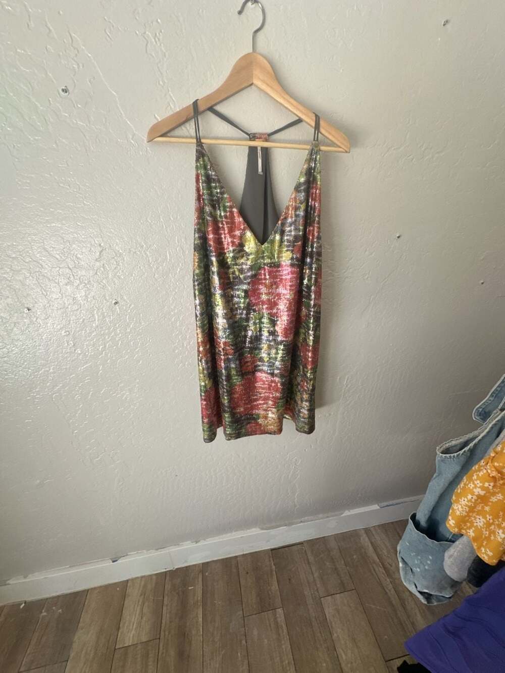 Free People Floral Sequin Racerback dress Size S